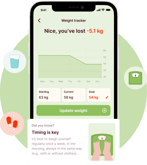 Mobile app with weight measure